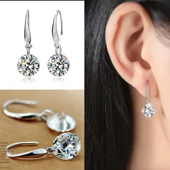 ピアス レディース フック 揺れる 一粒 キュービックジルコニア 8mm 大粒 シンプル プラチナ 仕上げ シルバー 金属アレルギー対応 華奢 上品 おしゃれ 大人可愛い オフィス 通勤 通学 結婚式 パーティー 誕生日 プレゼント ギフト 送料無料