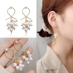 ピアス レディース パール 揺れる ぶどう グレープ 房 つぶつぶ スタッドピアス 18kコーティング ゴールド 金属アレルギー対応 キュービックジルコニア 大ぶり 上品 大人可愛い おしゃれ 韓国 ファッション 結婚式 プレゼント ギフト 送料無料