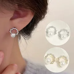 ピアス レディース パール ビジュー サークル スタッドピアス 小さめ 18kコーティング ゴールド シルバー 金属アレルギー対応 イミテーションパール 上品 華奢 大人可愛い おしゃれ 結婚式 入学式 卒業式 フォーマル 韓国 ファッション 送料無料