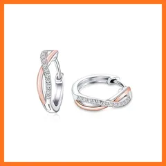 【新品】 Naniwaai ピアス レディース 人気 最高級ジルコニア ピアス 金属アレルギー対応 ツイスト ツートンカラー フープピアス リング シルバー925 ピアス 18金 ピンクゴールドメッキ シンプル おしゃれ ピアス アクセサリー プレゼント  1