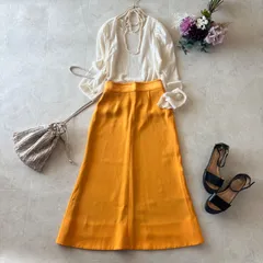 【２点セット】LE CIEL BLEU マーメイドスカート　オレンジ 34 ロングスカート　シースルーカットソー　ブラウス