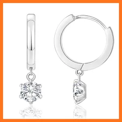 【新品】 KRKC&CO フープピアス レディース シルバーピアス 一粒ジルコニア 幅15mm リングぴあす 両耳 ドロップピアス 金属アレルギー対応 14金メッキ 20G 2サイズ CZダイヤ ラウンドフープ 揺れる シンプル (5mm-CZダイヤ, シ 1