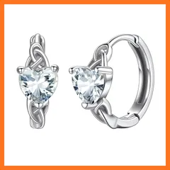 【新品】 [Silvora] ピアス レディース シルバー925 フープピアス ハート リングピアス 軸太 18g 誕生石 ケルト結び ダイヤモンド 4月 アクセサリー 1