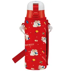 ハローキティ 水筒 ステンレスマグボトル 真空二重構造 保温 保冷 ワンプッシュ470ml ウェット生地ボトルカバー 子供 子ども キッズ サンリオ キャラクター スケーター