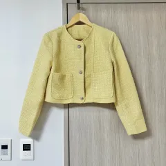 ツイード クロップド ジャケット 黄