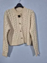 POINTボタン クロップド ケーブル ニットカーディガン 66前後
