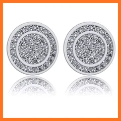 【新品】 Rockyu ピアス メンズ ダイヤ CZジルコニア シルバー ピアス キラキラ 目立つ 大粒 円形 スタッドピアス 両耳 軟骨イヤリング 男女兼用 ヒップホップ風 カッコいい アクセサリー (銀色) 1