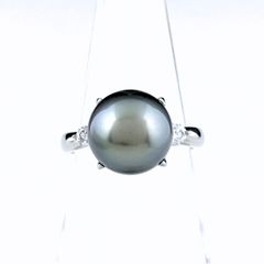 高級逸品】Pt900 クロチョウ真珠 リング ダイヤモンド 0.07ct - メルカリ