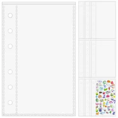 NIXRETa6 シール台紙 6穴 20枚入り 透明 a6 リフィル バインダー用 剥離紙 はがせる インデックス シール帳台紙 カードポケット インデックス トレカ 写真 シール 推し活 書類 収納用 補充リフィル クリアで可愛い 丈夫 164×108mm