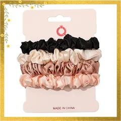 シルクヘアゴム 4本セット 髪留め シルクヘアタイ 100%シルク ヘアゴム おしゃれ シュシュ 女性 レーディスプレゼント 大人可愛い まとめ髪 (カラフル B)