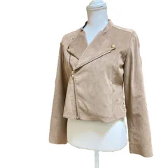 【美品】レストローズ スエード調 ダブルライダースジャケット M ブラウン ショート丈 春秋