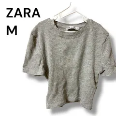 a2002 ZARA ザラ リブTシャツ グレー Mサイズ 半袖 クロップド丈