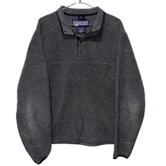 90s USA製 LAND'S END SNAP-T TYPE FLEECE L GREY ランズエンド フリース グレー 古着