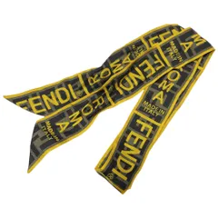 フェンディ ラッピー スカーフ リボンスカーフ FFロゴ ズッカ柄 シルク ブラウン イエロー FENDI 上品 洗練 定番 高級感 エレガント 汎用性
