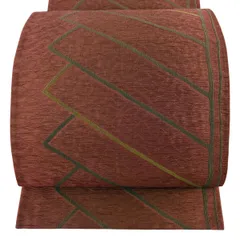 袋帯 秀品 幾何学模様 金糸 赤茶 六通 正絹 【中古】
