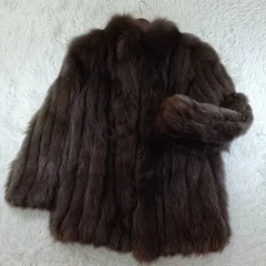 染めフォックス ファーコート リアルファー 貂 本毛皮 レディース アウター ミドルコート ハーフコート 狐 FOX ボリューム◎ ふかふか