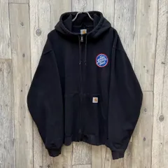 OLD CARHARTT Carhartt 90s カーハート 肉厚 厚地 裏起毛 ブラック スウェット スエット フルジップ パーカー メンズ 2XL サイズ