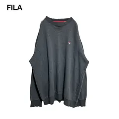 【ロゴ刺繍】FILA フィラ　ワンポイント　スウェットトレーナー　ダークグレー　ゆるだぼ　大きめ　XL