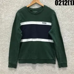 GUESS バイカラー スウェット グリーン ネイビー 白 L
