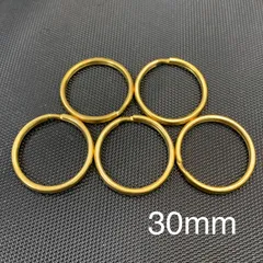 真鍮製 丸型二重リング 直径30mm キーリング3点セット