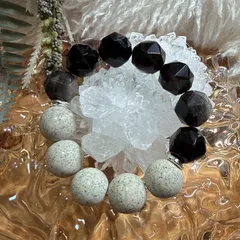 天然石ブレスレット　北投石×シルバーオブシディアン