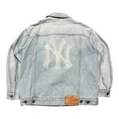 (即発送) MLB ニューヨーク・ヤンキース ビックロゴ ライトブルー デニムジャケット