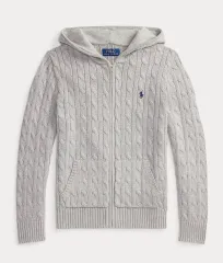 ポロラルフローレン ケーブルニット フードジップアップ グレー レディース (未開封)