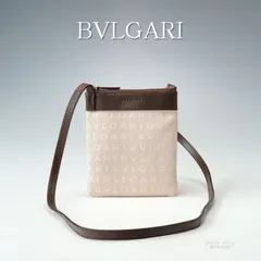 【極美品】BVLGARI ブルガリ ロゴマニア ミニショルダー サコッシュ 斜め掛け ベージュ キャンバス×レザー