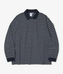 ストライプ 長袖 Tシャツ ネイビー S
