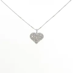 K18WG ハート パヴェ ダイヤモンド ネックレス 0.20CT