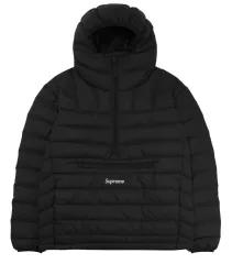 Supreme マイクロダウン ハーフ ジップ フーディー プルオーバー ブラック M