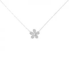 K18WG フラワー ダイヤモンド ネックレス 0.24CT