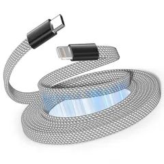 Magtame iphone-充電ケーブルタイプc 自動巻きつき フラット平形 ライトニングケーブルusb-c 3A急速充電 MFi認証タイプcライトニング 形状記憶保持lightning usb-c iPhone14/iPhone13/12/11/ ...