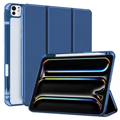 ProCase iPad Pro 11インチ ケース M5 /M4 2025/2024年発売 第6/5世代 専用 (A2836 A2837 A3006) ペン収納 透明 クリアバックカバー ケース スリム 耐衝撃 三つ折り スタンド スマートカバー  ...