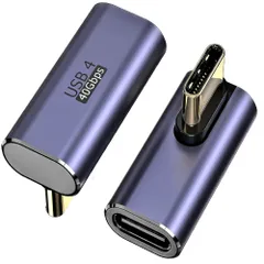 fine-R USB4 Type C 方向 変換 アダプター 左右 90° ミドルベント 2個 セット (単品販売もあります) L字 L型 USB4.0 高速充電 PD充電 100w 高速データ転送 40Gbps オス メス コネクター （PL保険加 ...