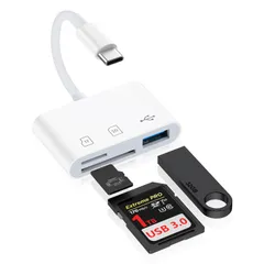 SDカードリーダー Type C 3-in-1メモリカードリーダー USB/SD/TF変換アダプタ USB 3.0/USB-C カードリーダー 0TG機能 設定不要 写真/ビデオ 高速伝送 双方向転送 カメラリーダー iPhone16/15/タイプC ...
