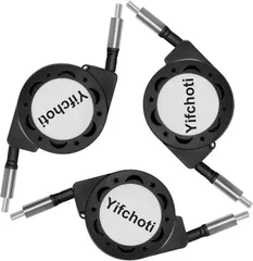 Aywenny USB C充電ケーブル 60W USB C to C 充電ケーブル PD Type C 格納式 高速充電 データ同期コード Phone 15 Plus Pro Max Pad Mini 6 Pro Galaxy S23 (3パック/3 ...