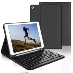 BORIYUAN iPad キーボードケース 第6/5世代(9.7インチ) iPad Pro 9.7インチ iPad Air 第2/1世代に適用 Bluetooth ワイヤレス キーボードカバー 脱着式 オートスリープ機能 多角度調整 傷つけ防止 ( ...