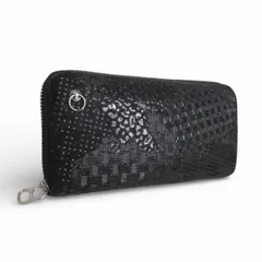 ジャムホームメイド JAM HOME MADE ×インデンヤ 印伝屋 印傳屋 長財布 ラウンドファスナー 山梨 限定柄 本革 ブラック k344725 0130