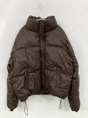 ダウンジャケット/コート ブラウン 無地 ショート丈 フードなし ボタン留め プルオーバー