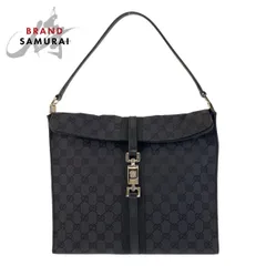 美品 GUCCI グッチ ジャッキー ブラック 黒 シルバー金具 GGキャンバス/レザー 001 3355 ショルダーバッグ ハンドバッグ レディース 502227【中古】