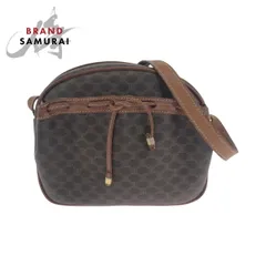 CELINE セリーヌ ヴィンテージ マカダム ブラウン ゴールド金具 PVC ショルダーバッグ ポシェット レディース 506433【中古】