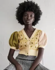 ZARA フラワー ジャカード ニット カーディガン (sサイズ)