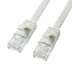 サンワサプライ CAT6A フラットLANケーブル (2m) 10Gbps/500MHz RJ45 ツメ折れ防止 ホワイト KB-FL6A-02W