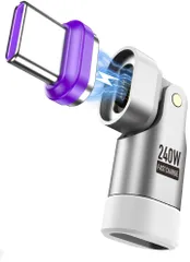 C.WEST USB C マグネット アダプタ L字、180°回転 タイプc マグネット、240W PD急速充電 コネクタ、480Mbps 高速データ転送 タイプc、Type-C マグネット アダプタ オス メス 変換、USB-Cデバイス対応 (24 ...