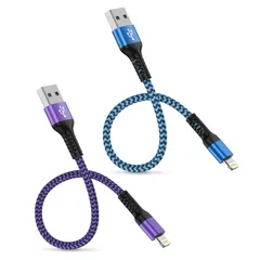 iPhone充電ケーブル 30cm 2本セット MFI認証 ライトニングケーブル 短い Lightning コード 2.4A 急速充電＆高速データ転送 Haoano USB アイフォン 充電ケーブル 0.3M 超高耐久ナイロン iPhone14/13 ...