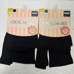 CECIL McBEE 裏起毛 オーバーパンツ 2分丈　2枚セット L ブラック