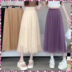 送料無料 チュールスカートレディースロングスカート ハイウエストプリーツスカート 着やせAラインスカート 大人可愛い エレガントフレアスカート 体型カバー お洒落 ボトムス ミモレ丈スカート黒 無地スカート春夏秋 韓国風 エレガント