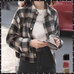 チェックシャツ ショート丈 長袖トップス レディースライトアウター ヴィンテージライク 羽織り 体型カバー 韓国風 シャツジャケット 大人カジュアル 襟付きシャツ ドロップショルダー 着回し 短丈シャツ 春秋シャツ お洒落 送料無料