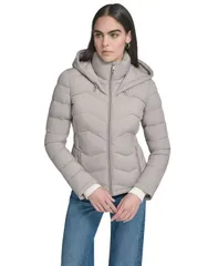 カルバンクライン レディース アウター ジャケット・ブルゾン コート Calvin Klein Womens Short ZipUp Hooded Puffer Coat Atmosphere